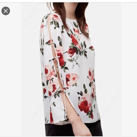 Wilfred floral blouse with tie sleeve detailing size S - Picture 1 of 5